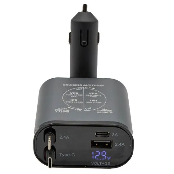 Flight Gear Retractable 12/24v charger with LED Screen